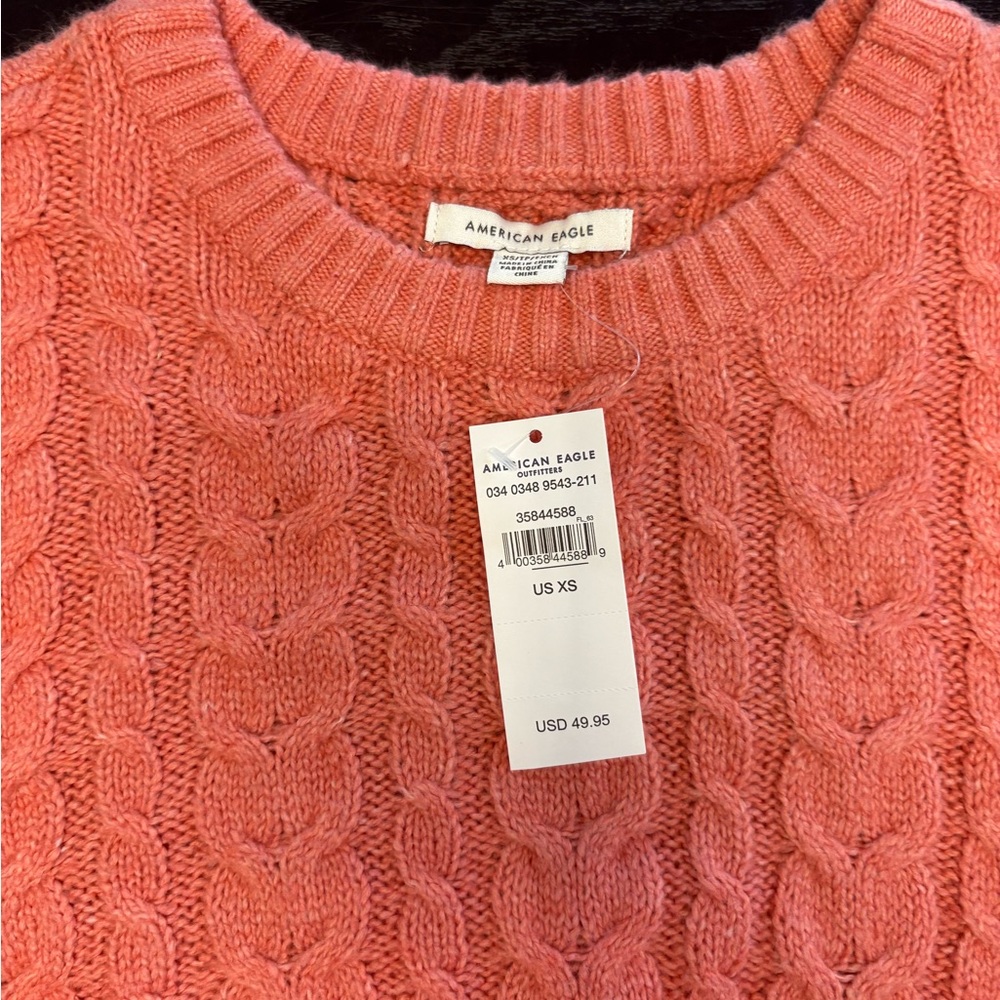 American Eagle Outfitters Women's Coral Cable Knit Sweater